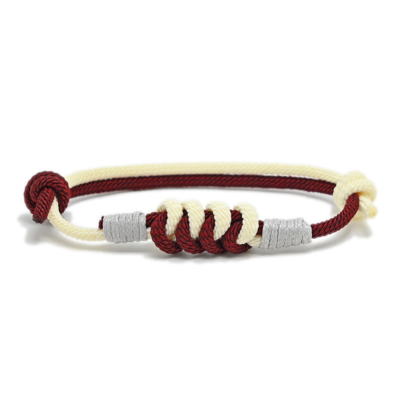 Armband Geflochten Knoten – Stärke Burgund Creme Seil elegant