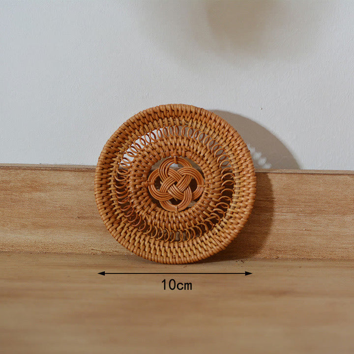 Teetassen-Untersetzer Rattan Blumenmuster Keramik Hohl-Untersetzer 10 cm