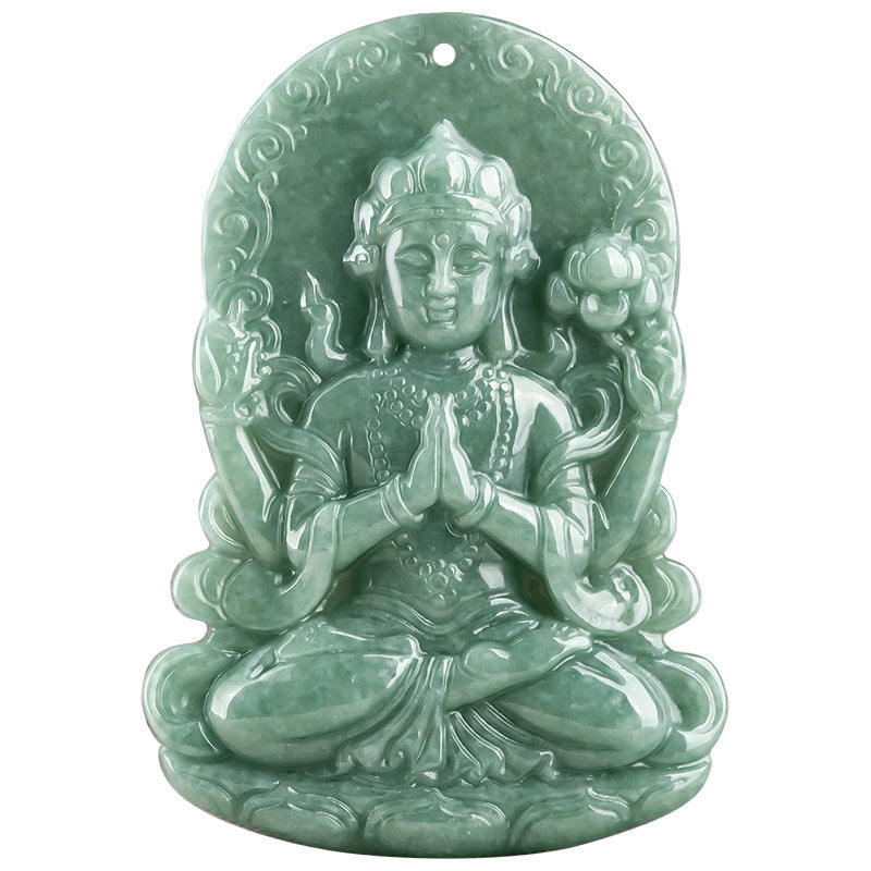 Kette grüne Jade Avalokitesvara Natur Segen