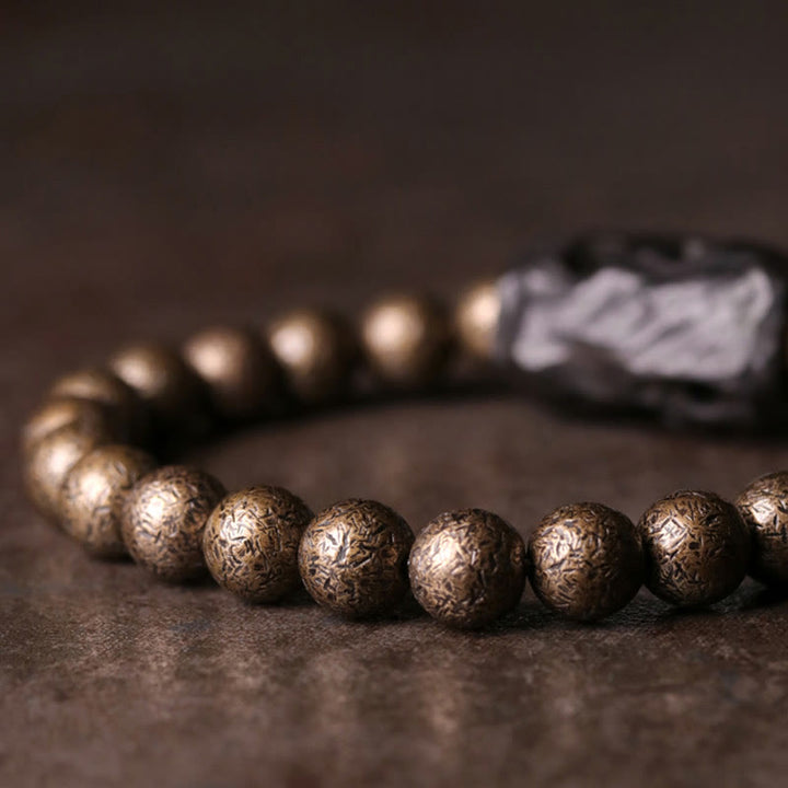Kupfer Ebenholz Armband mit strukturierten Perlen elegante Balance Energie