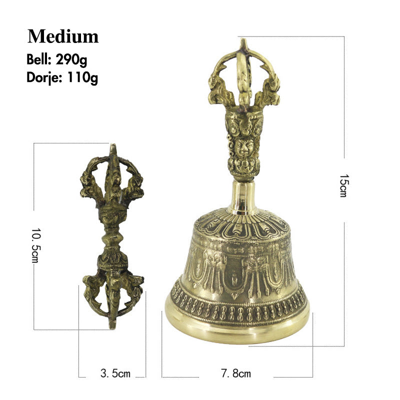Tibetische Meditationsglocke Dorje Kupfer Set Mittel