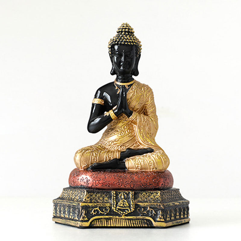 Buddha Statuen Mitgefühl Harz Gold