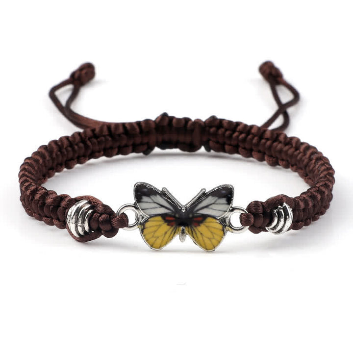 Armband Schmetterling – Liebe mit gelbem Schmetterling braunes Makramee Armband