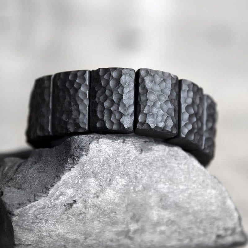 Armband Ebenholz Paar Frieden schwarzes Naturstein elastisch handgefertigt getragen
