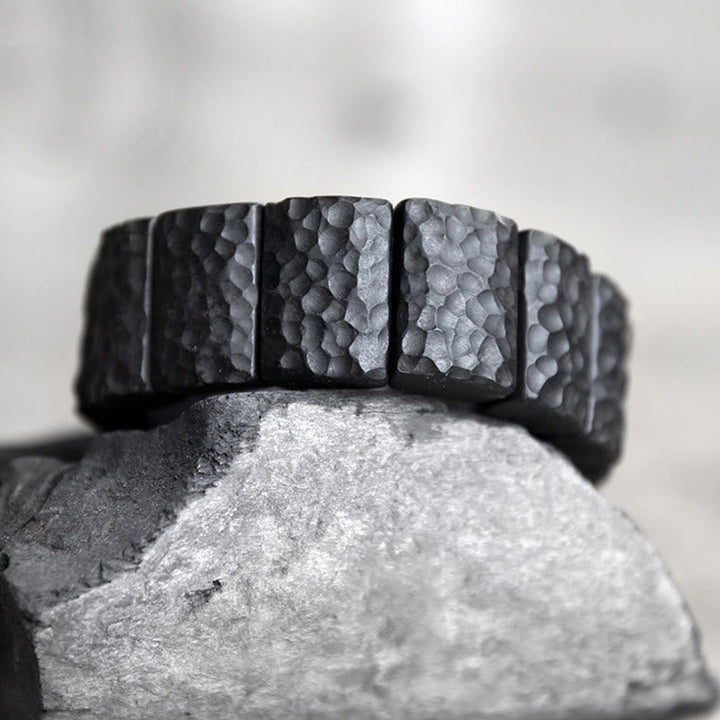 Armband Ebenholz Paar Frieden schwarzes Naturstein elastisch handgefertigt getragen