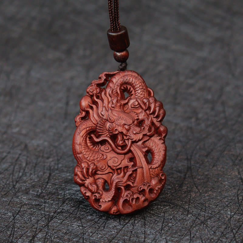Holz Anhänger Drache Kette braun