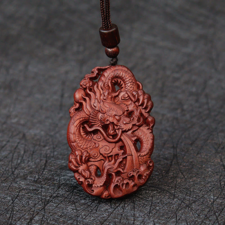 Holz Anhänger Drache Kette braun
