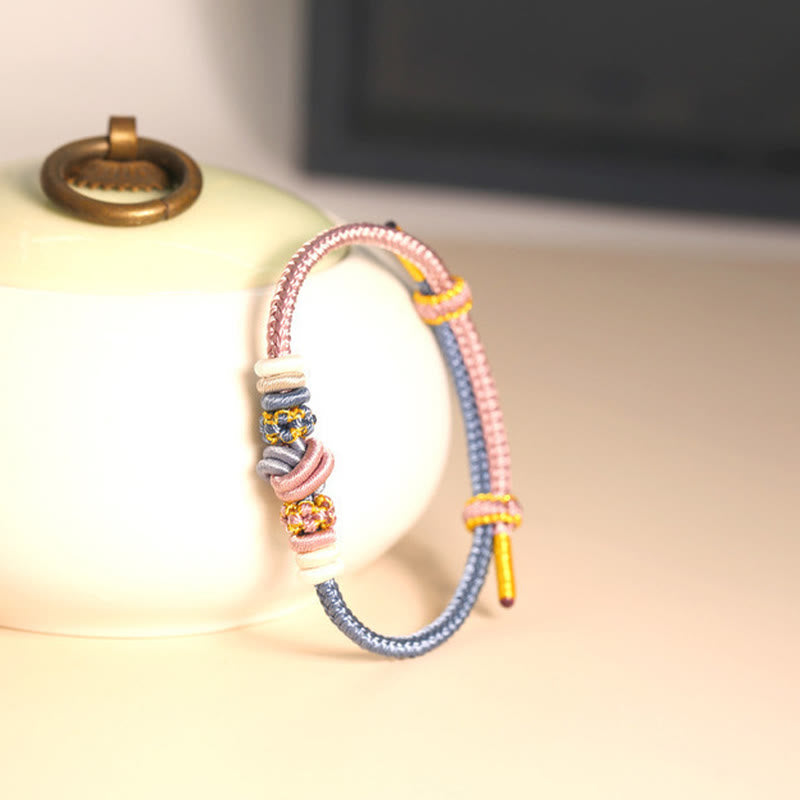 Armband – Glück & Frieden mit bunten Schnüren und Perlen elastisch