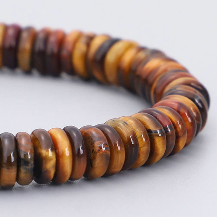 Tigerauge Armband mit Rondelle Perlen braun golden glänzend elastisch