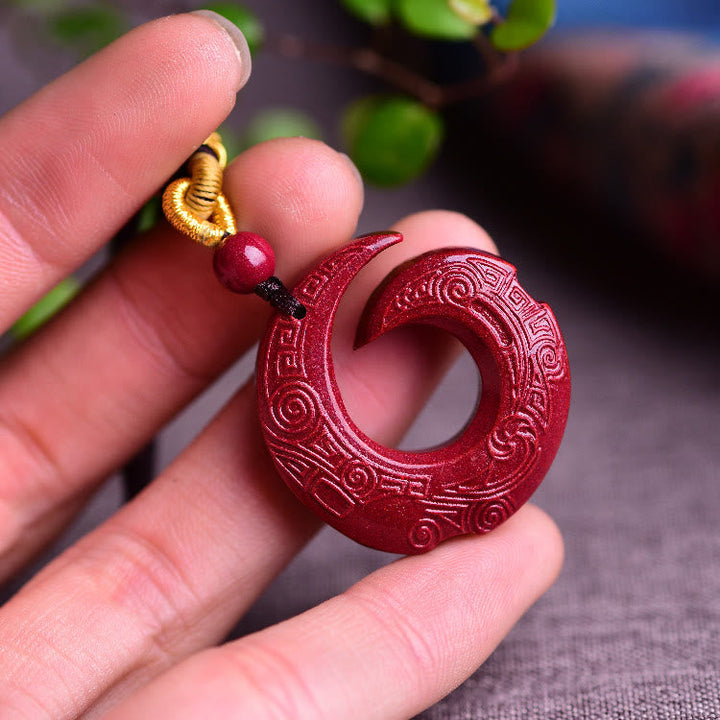 Zinnober Anhänger geschnitzt rot Tibetische Kette Buddha-Segen