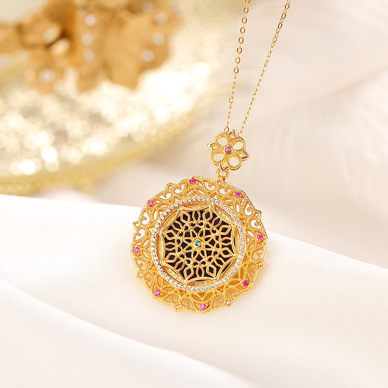 Buddha Segen Kette Filigran Gold Mandala
