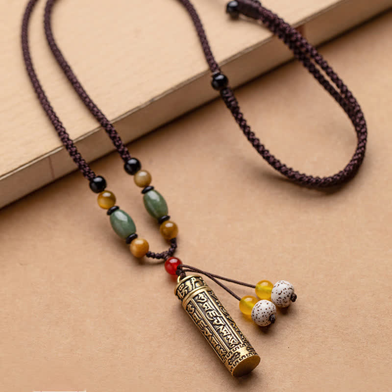 Anhänger Achat Om Mani Padme Hum Schutz Heilung Naturstein Kette