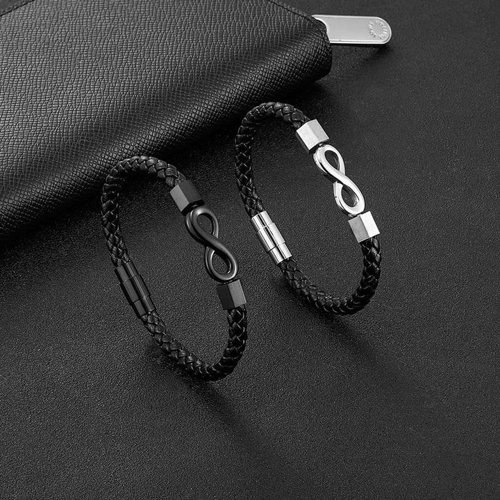 Armband Unendlicher Titanstahl Leder Balance