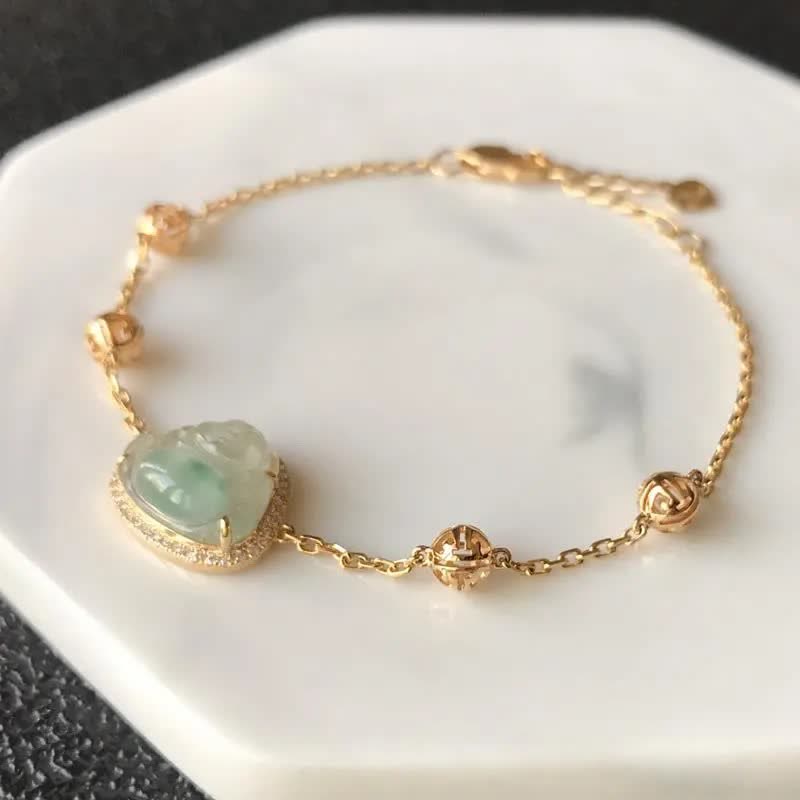 Armband Lachender Buddha Jade - Wohlstand Fülle