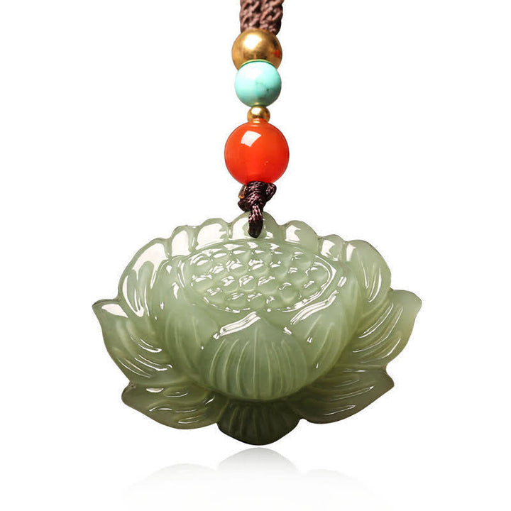 Kette, Hetian-Jade, Lotus-Blume, Erfolg, Harmonie, Grün