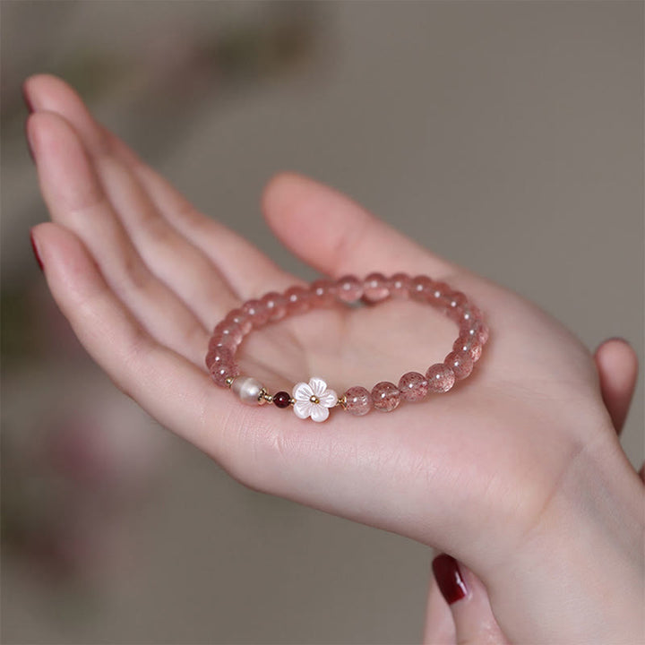 Armband Erdbeerquarz Pfirsichblüte – Liebe