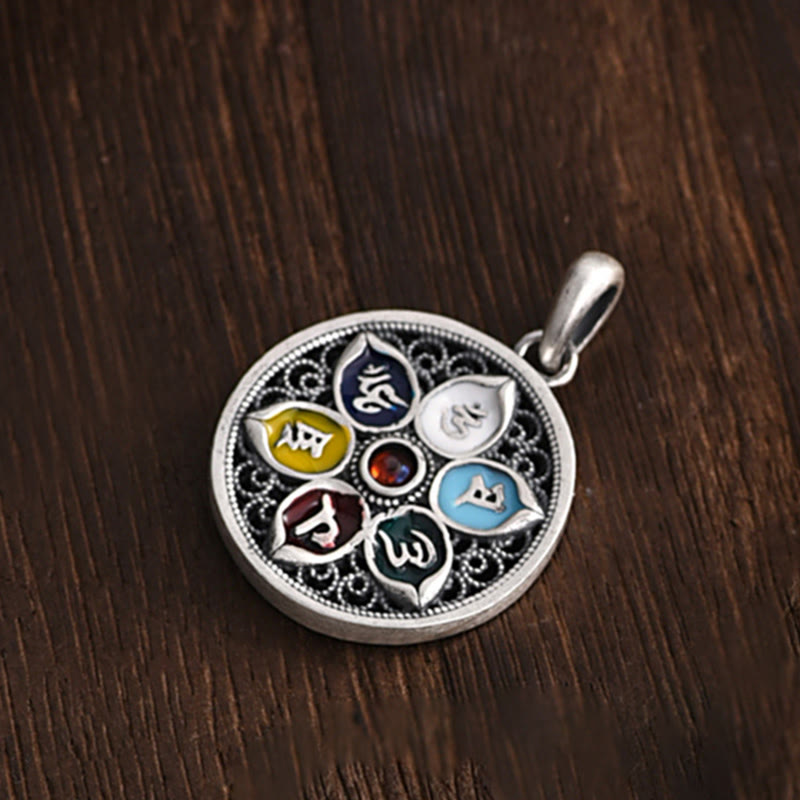 Anhänger Silber Om Mani Padme Hum Chakra Symbole Meditation Spirituell