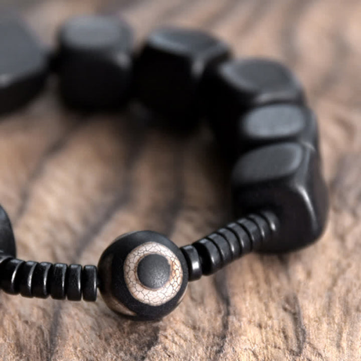 Armband Ebenholz – Stärke schwarze Perlen Naturstein elastisch Handgelenk