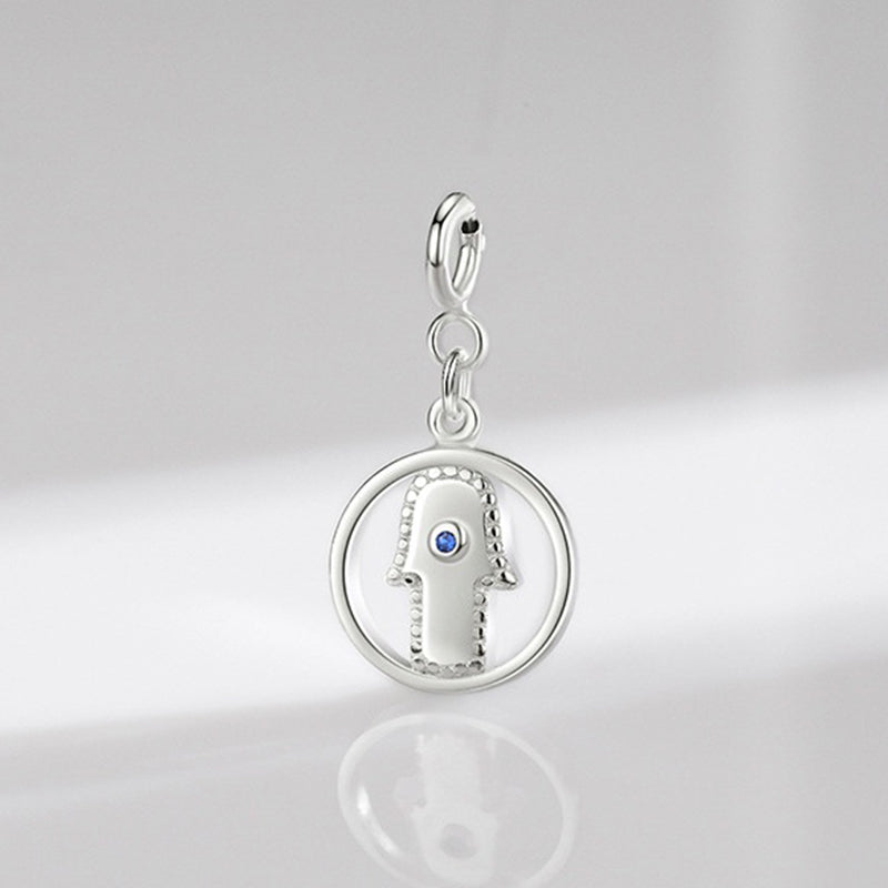 Hamsa Hand Anhänger 925er Silber blaues Auge Glücksbringer