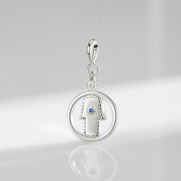 Hamsa Hand Anhänger 925er Silber blaues Auge Glücksbringer