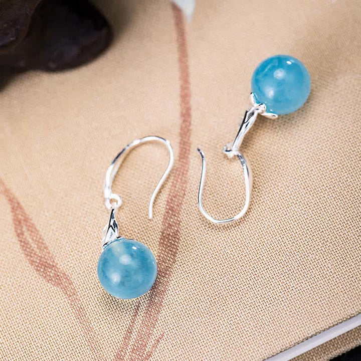 Aquamarin Ohrringe Sterlingsilber blau Kugel Tropfen