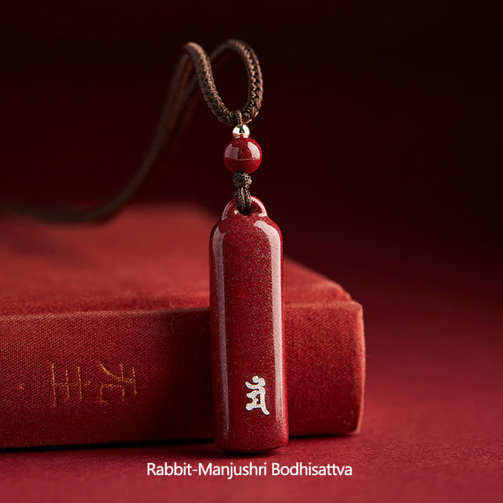 Anhänger Zinnober Geburts-Buddha – Schutz & Glück Braun / Kaninchen-Manjushri Bodhisattva