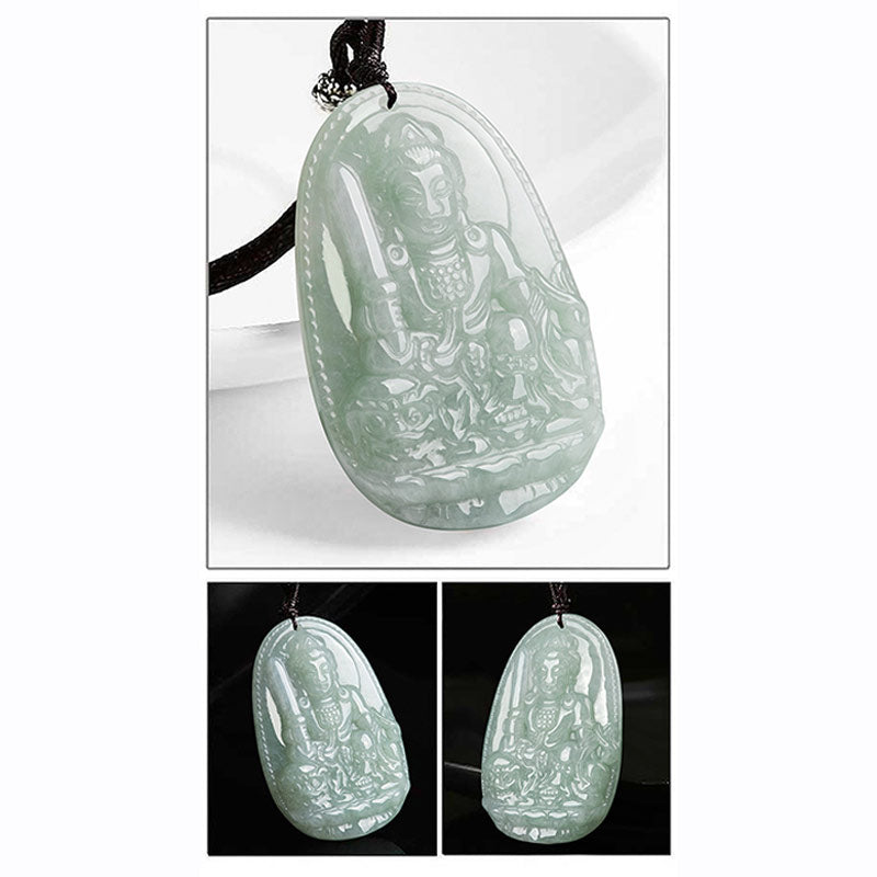 Kette Jade Tierkreis-Buddha Wohlstand Guanyin Anhänger grün