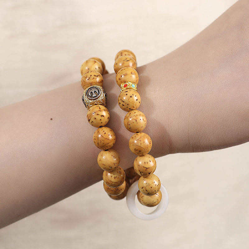 Bodhi Armband Armband Wohlstand Balance Naturstein elastisch Handgelenk getragen
