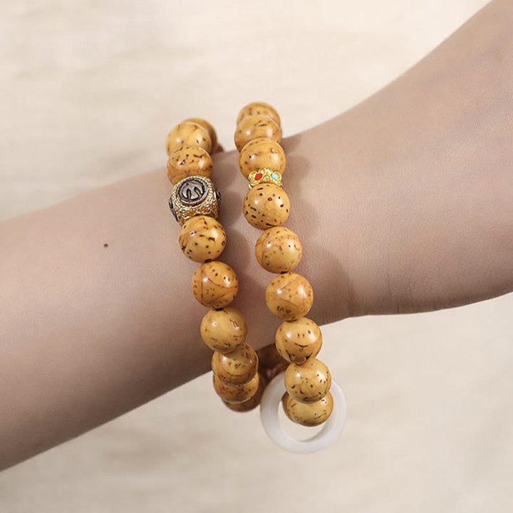 Bodhi Armband Armband Wohlstand Balance Naturstein elastisch Handgelenk getragen