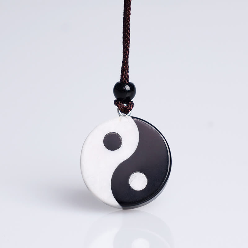 Yin Yang Anhänger Obsidian Balance Energie Kette