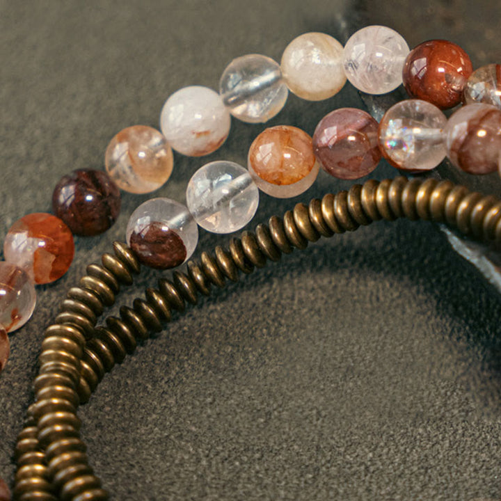 Armband Kupfer – Liebe mit Rosenquarz und Bergkristall Perlen