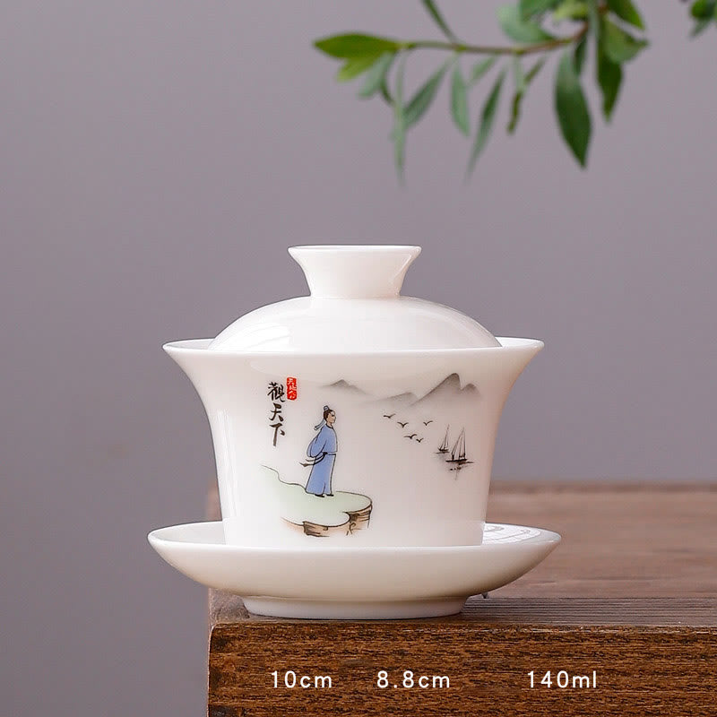 Teetassen Mit Untertasse Gaiwan Berge Porzellan Lange Tasse - Dichter