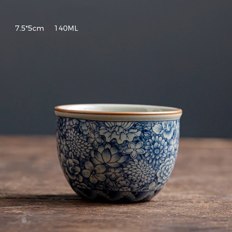 Porzellan Teetasse Lotus Pfirsichblüte Chrysantheme Groß (140 ml)