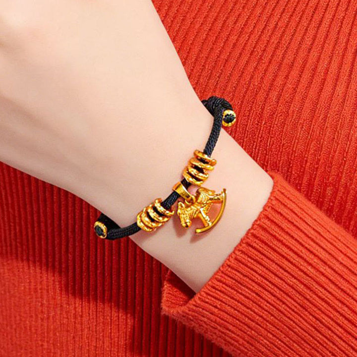 Armband Jahr Des Pferdes Pferd Anhänger gold geflochten Handgelenk Glück Schutz