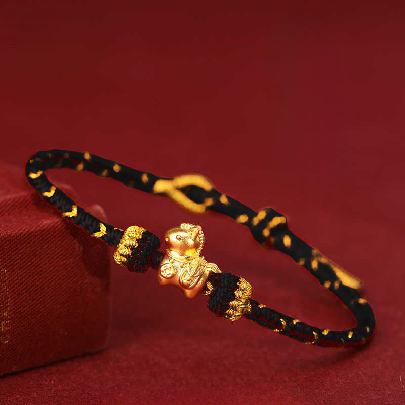 Armband 999 Gold Jahr Des – Glück & Energie geflochten rot Hintergrund