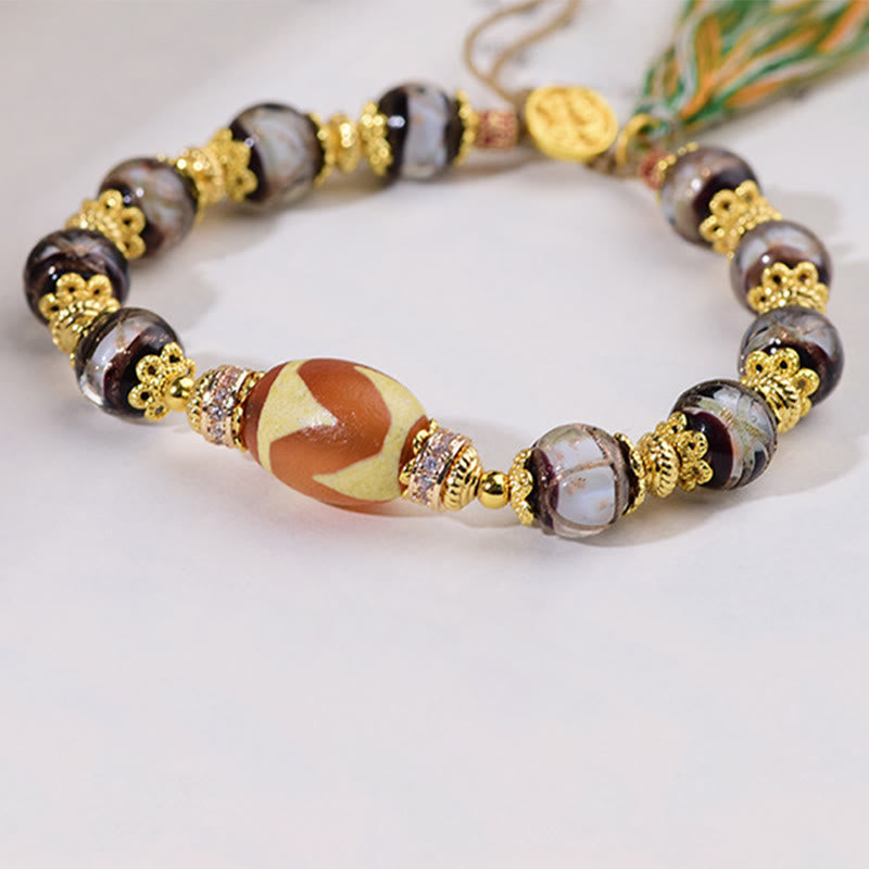 Armband Liuli – Segen mit Dzi Perle Gold Quaste Handgelenk Schmuck