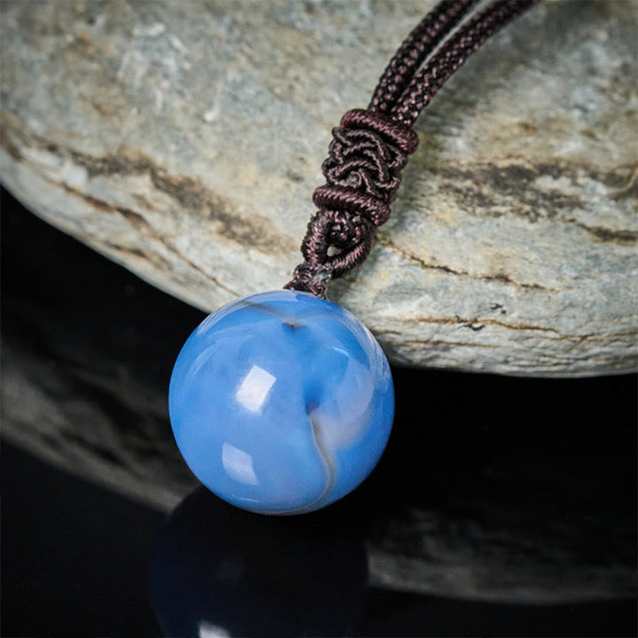 Lapislazuli Kette Balance blauer Anhänger Makramé Naturstein Schmuck