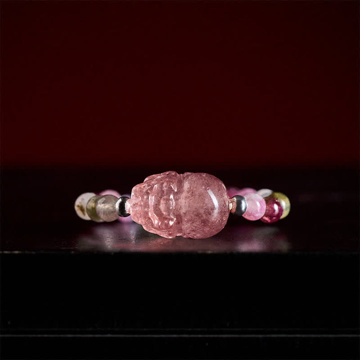 Turmalin Mondstein Pixiu Armband Rosa Heilstein Feng Shui Schutz