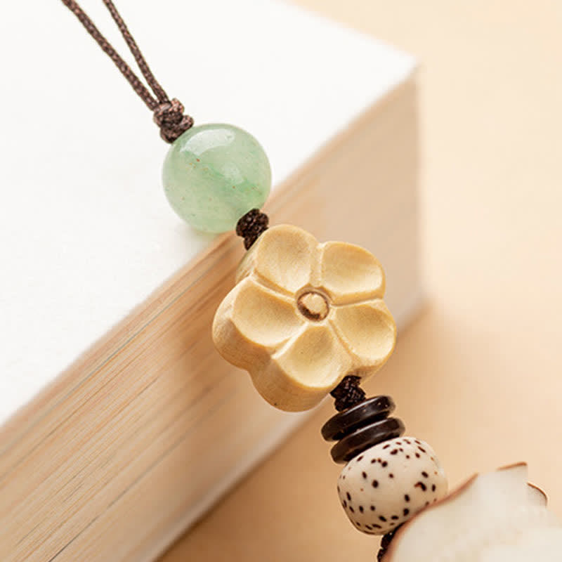 Schlüsselanhänger Bodhi Geldsack – Wohlstand mit Jade Holzblume Bodhi Samen