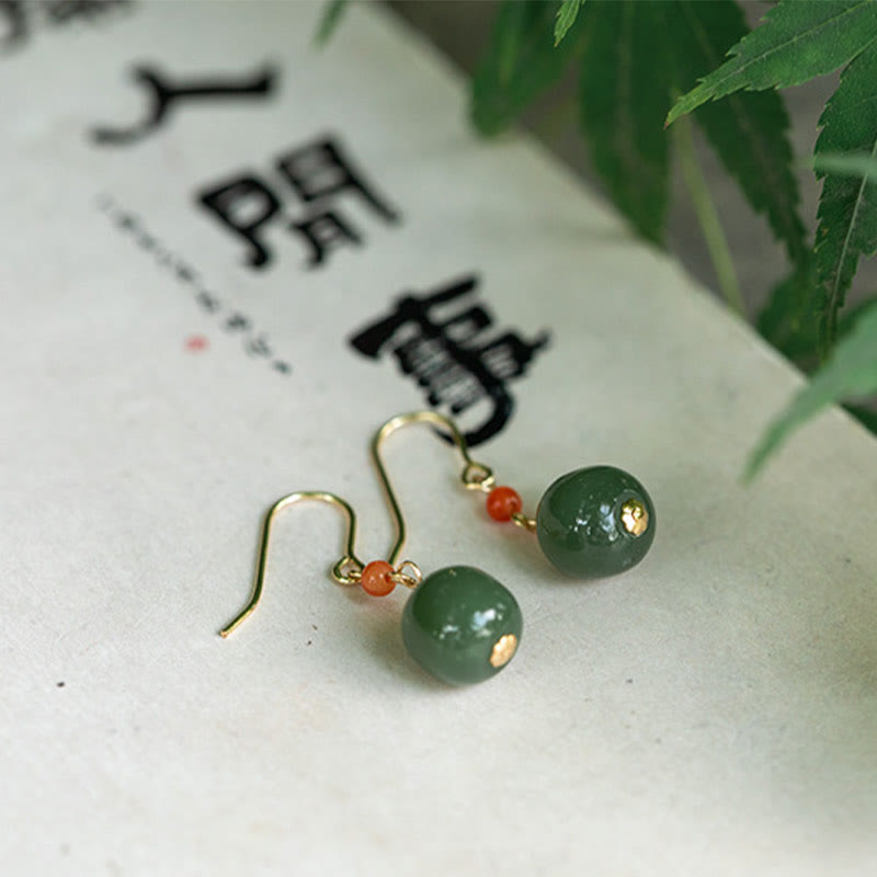 Ohrringe Hetian-Jade Roter Achat – Glück