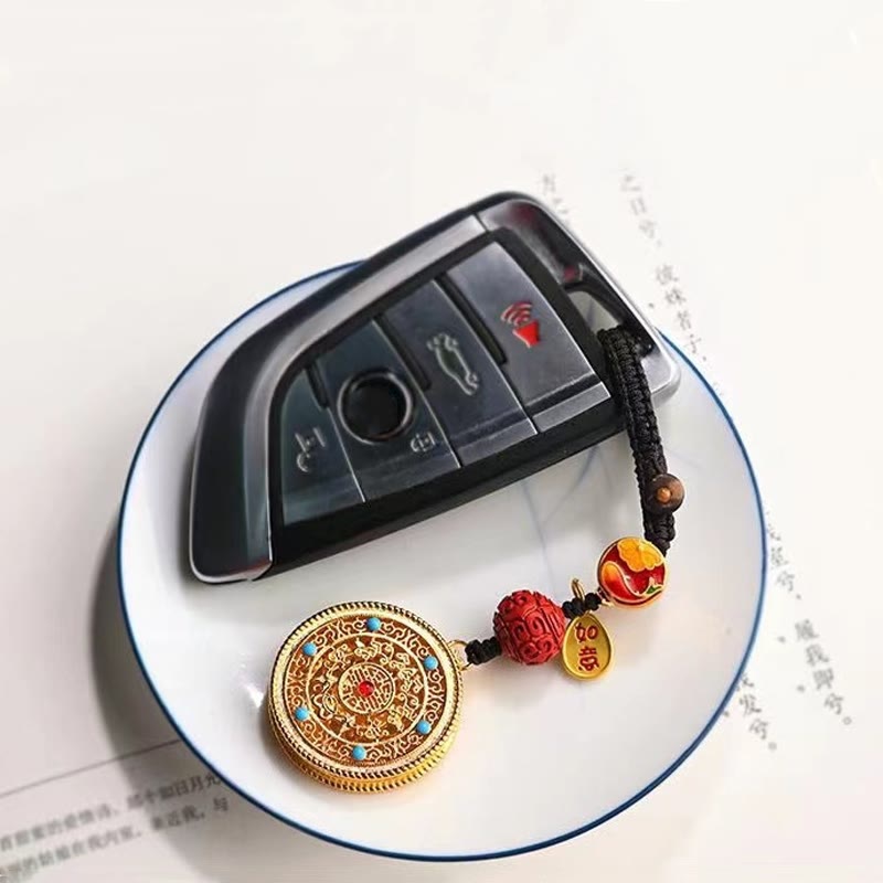 Schlüsselanhänger Fu Ruyi Glücksbringer Autoschlüssel goldenes Mandala Feng Shui spirituell