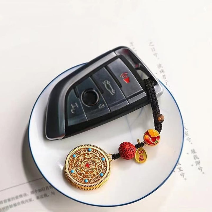 Schlüsselanhänger Fu Ruyi Glücksbringer Autoschlüssel goldenes Mandala Feng Shui spirituell