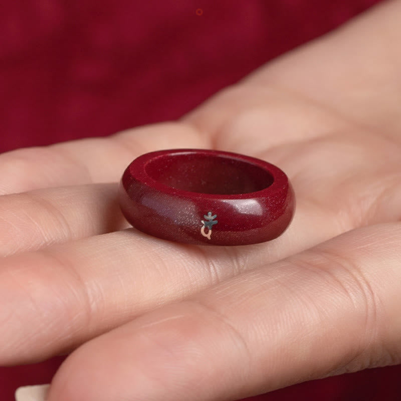 Roter Zinnober Ring chinesisches Pferdjahr Segen Schutz Glück Fengshui
