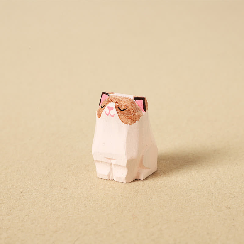 Schlüsselanhänger Om Mani Padme Hum Katze Holz handgeschnitzt niedlich Glücksbringer