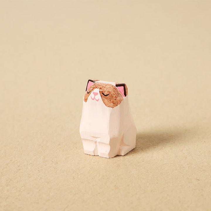 Schlüsselanhänger Om Mani Padme Hum Katze Holz handgeschnitzt niedlich Glücksbringer