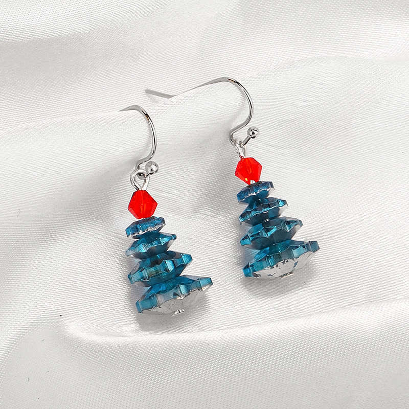 Ohrringe Amethyst Weihnachtsbaum blau Kristall Ohrhänger festlich Schmuck spirituell