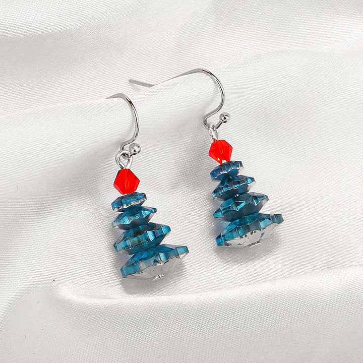 Ohrringe Amethyst Weihnachtsbaum blau Kristall Ohrhänger festlich Schmuck spirituell