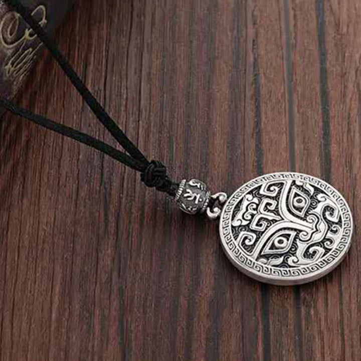 Anhänger Kette Taotie Silber Vintage Glück