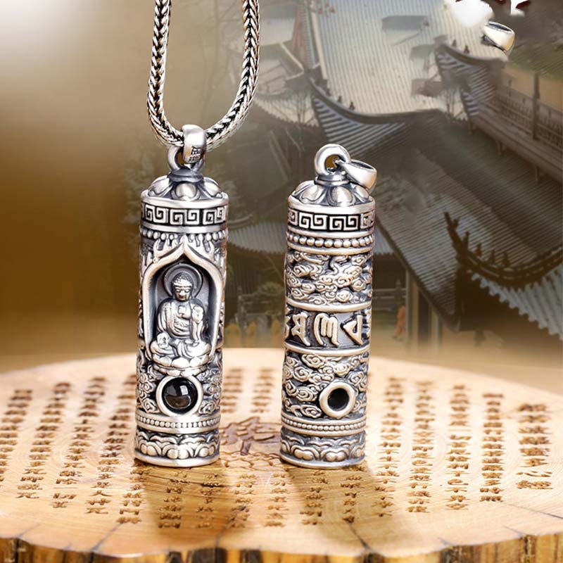Kette Kristall Tierkreis-Buddha Wohlstand Silber Anhänger