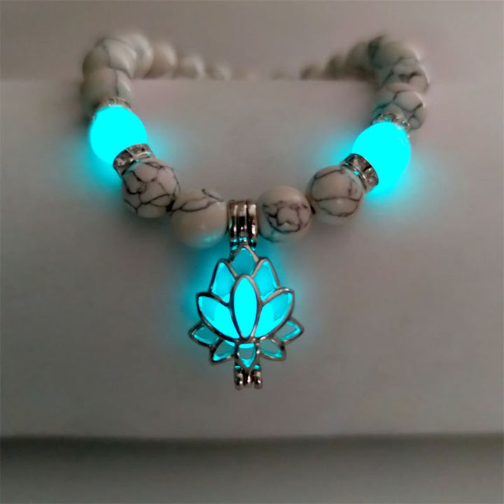 Armband Leuchtstein Türkis Lotus "Schutz"